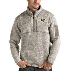 Baltimore Ravens Antigua Fortune Quarter-Zip Pullover Jacket Oatmeal | NFL
