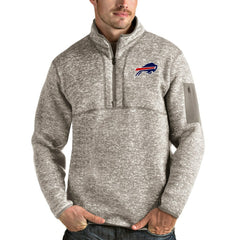 Buffalo Bills Antigua Fortune Quarter-Zip Pullover Jacket Oatmeal | NFL