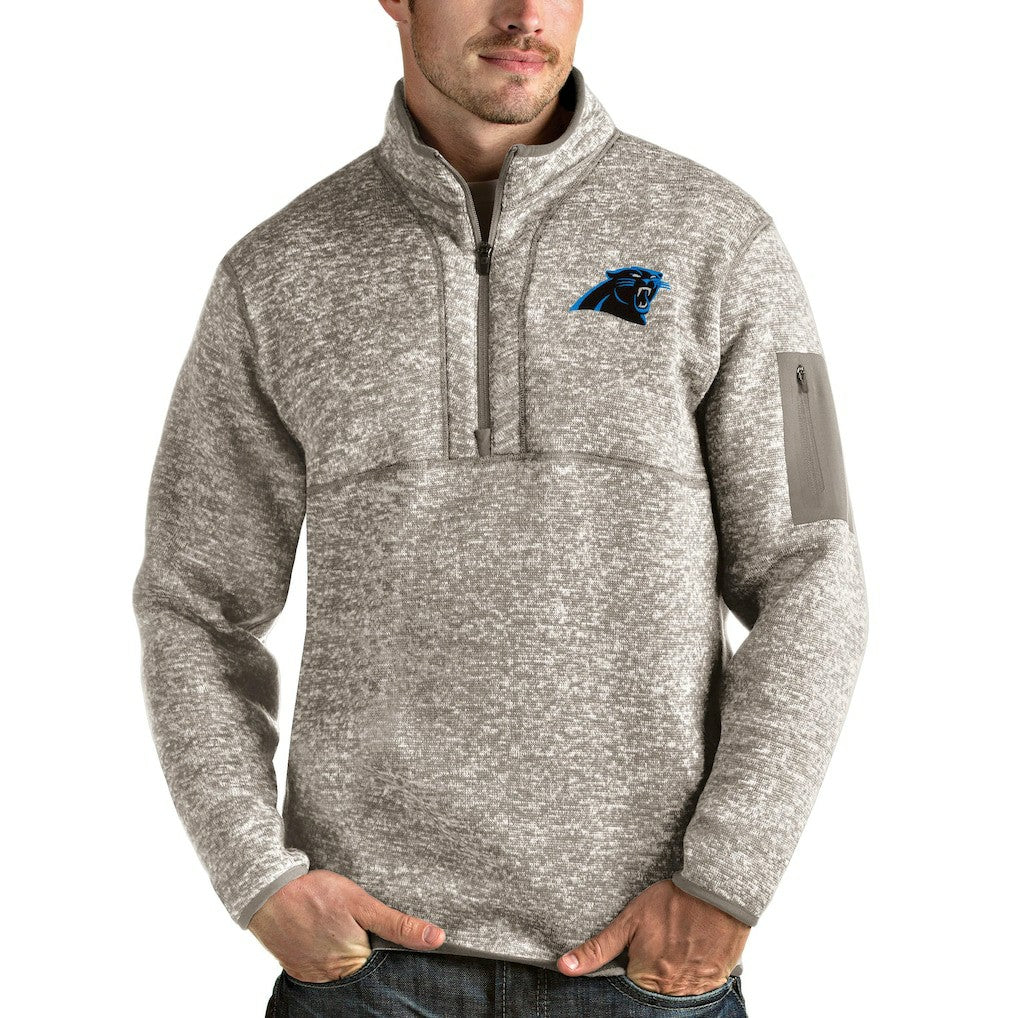 Carolina Panthers Antigua Fortune Quarter-Zip Pullover Jacket Oatmeal | NFL