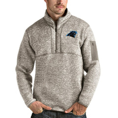 Carolina Panthers Antigua Fortune Quarter-Zip Pullover Jacket Oatmeal | NFL