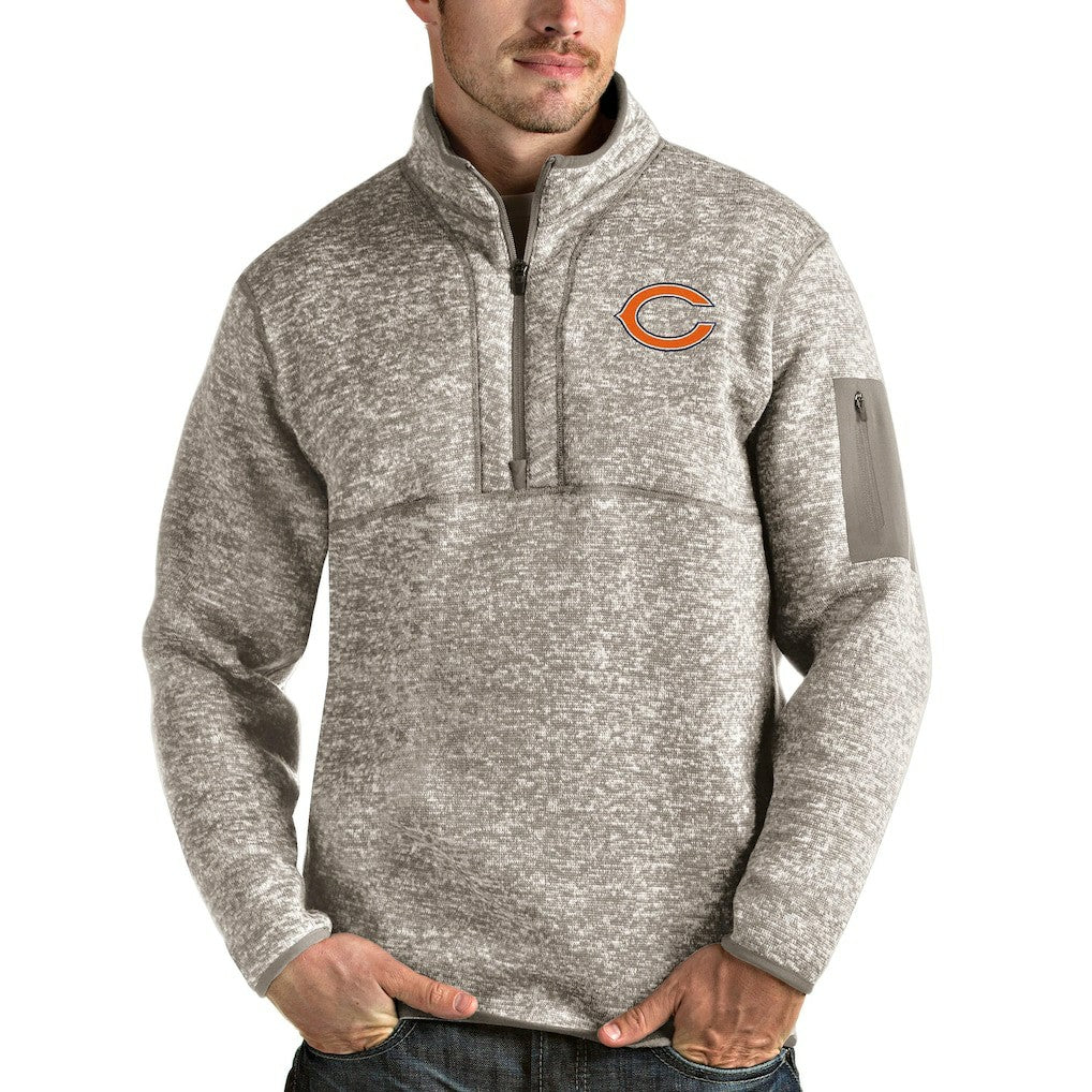 Chicago Bears Antigua Fortune Quarter-Zip Pullover Jacket Oatmeal | NFL