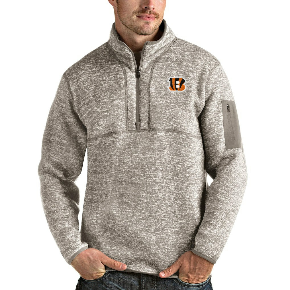Cincinnati Bengals Antigua Fortune Quarter-Zip Pullover Jacket Oatmeal | NFL