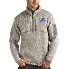 Detroit Lions Antigua Fortune Quarter-Zip Pullover Jacket Oatmeal | NFL