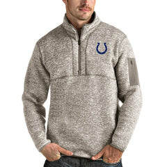 Indianapolis Colts Antigua Fortune Quarter-Zip Pullover Jacket Oatmeal | NFL