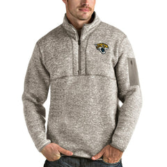 Jacksonville Jaguars Antigua Fortune Quarter-Zip Pullover Jacket Oatmeal | NFL