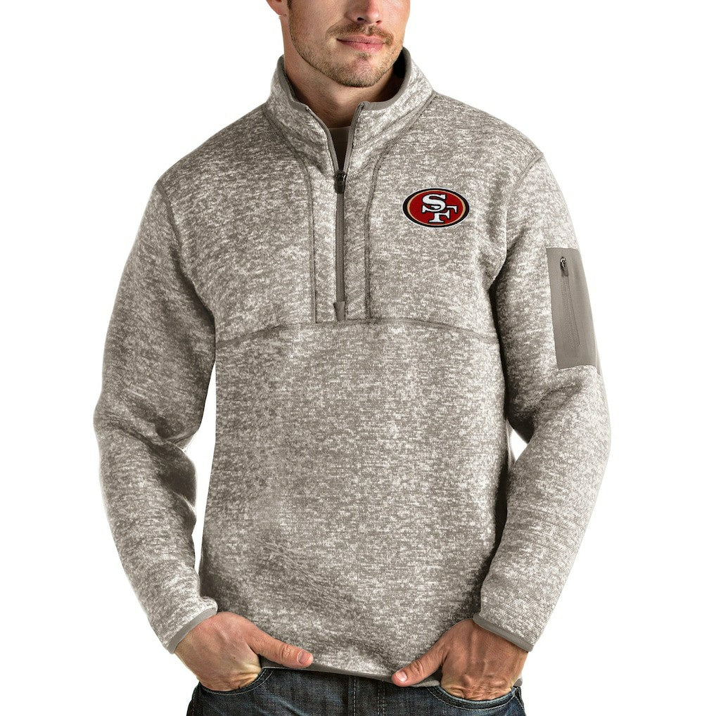 San Francisco 49ers Antigua Fortune Quarter-Zip Pullover Jacket Oatmeal | NFL