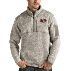 San Francisco 49ers Antigua Fortune Quarter-Zip Pullover Jacket Oatmeal | NFL