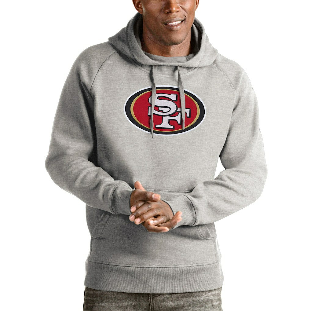 San Francisco 49ers Antigua Victory Pullover Hoodie Heather Gray | NFL