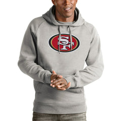 San Francisco 49ers Antigua Victory Pullover Hoodie Heather Gray | NFL