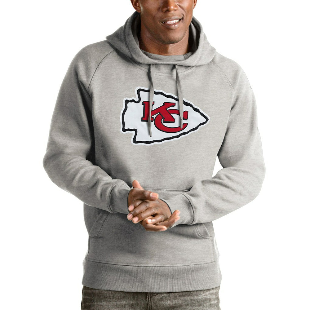 Kansas City Chiefs Antigua Victory Pullover Hoodie Heather Gray | NFL