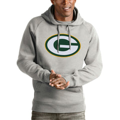 Green Bay Packers Antigua Victory Pullover Hoodie Heather Gray | NFL