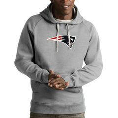 New England Patriots Antigua Victory Pullover Hoodie Heather Gray | NFL
