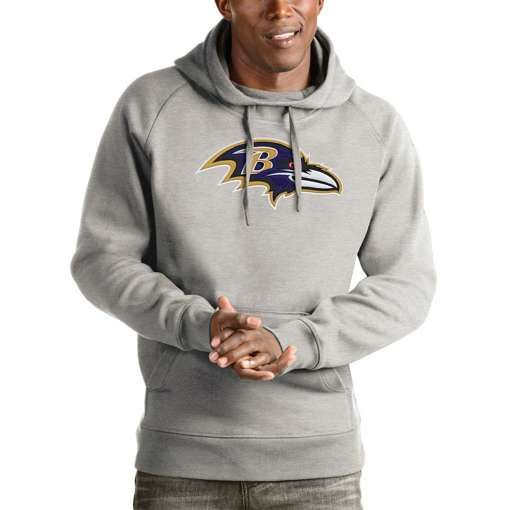Baltimore Ravens Antigua Victory Pullover Hoodie Heather Gray | NFL