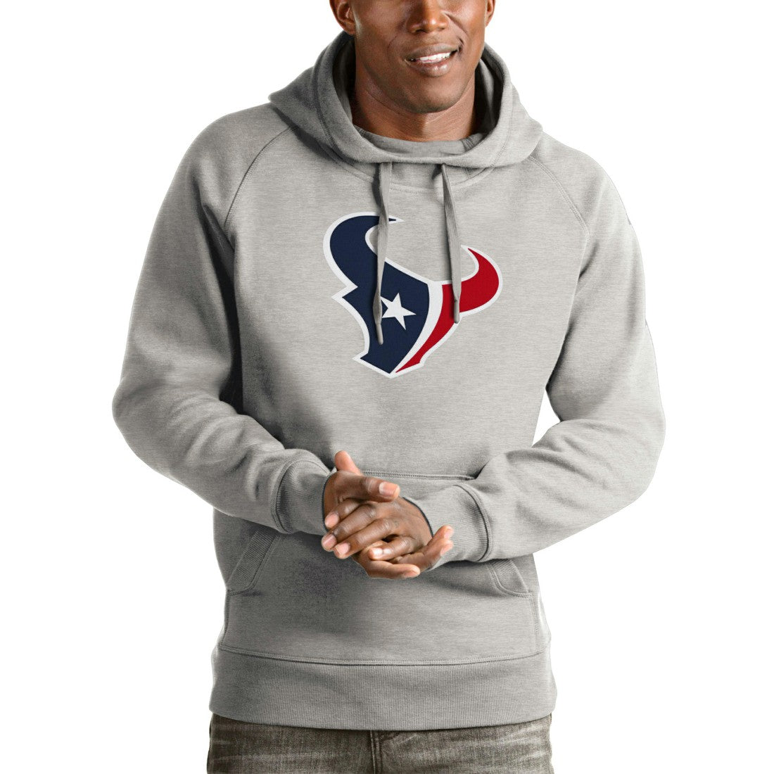 Houston Texans Antigua Victory Pullover Hoodie Heather Gray | NFL