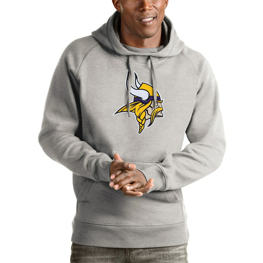 Minnesota Vikings Antigua Victory Pullover Hoodie Heather Gray | NFL