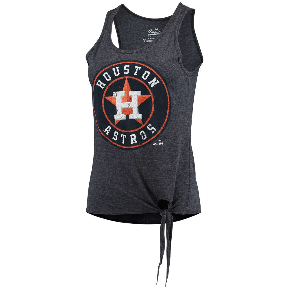 Houston Astros Majestic Threads Women's Scoop Neck Racerback Side Tie Tri-Blend Tank Top - MLB