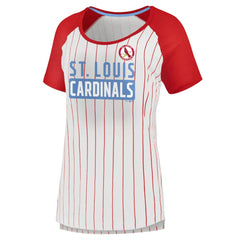 St. Louis Cardinals Fanatics Women's Cooperstown Collection Iconic Pinstripe Raglan Scoop Neck T-Shirt - MLB