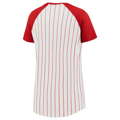 St. Louis Cardinals Fanatics Women's Cooperstown Collection Iconic Pinstripe Raglan Scoop Neck T-Shirt - MLB