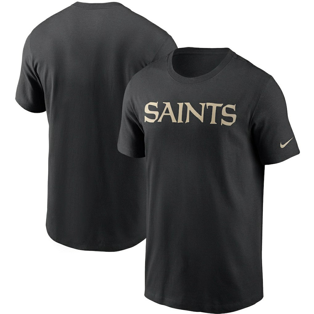 New Orleans Saints Team Wordmark T-Shirt Black | Nike for Sale