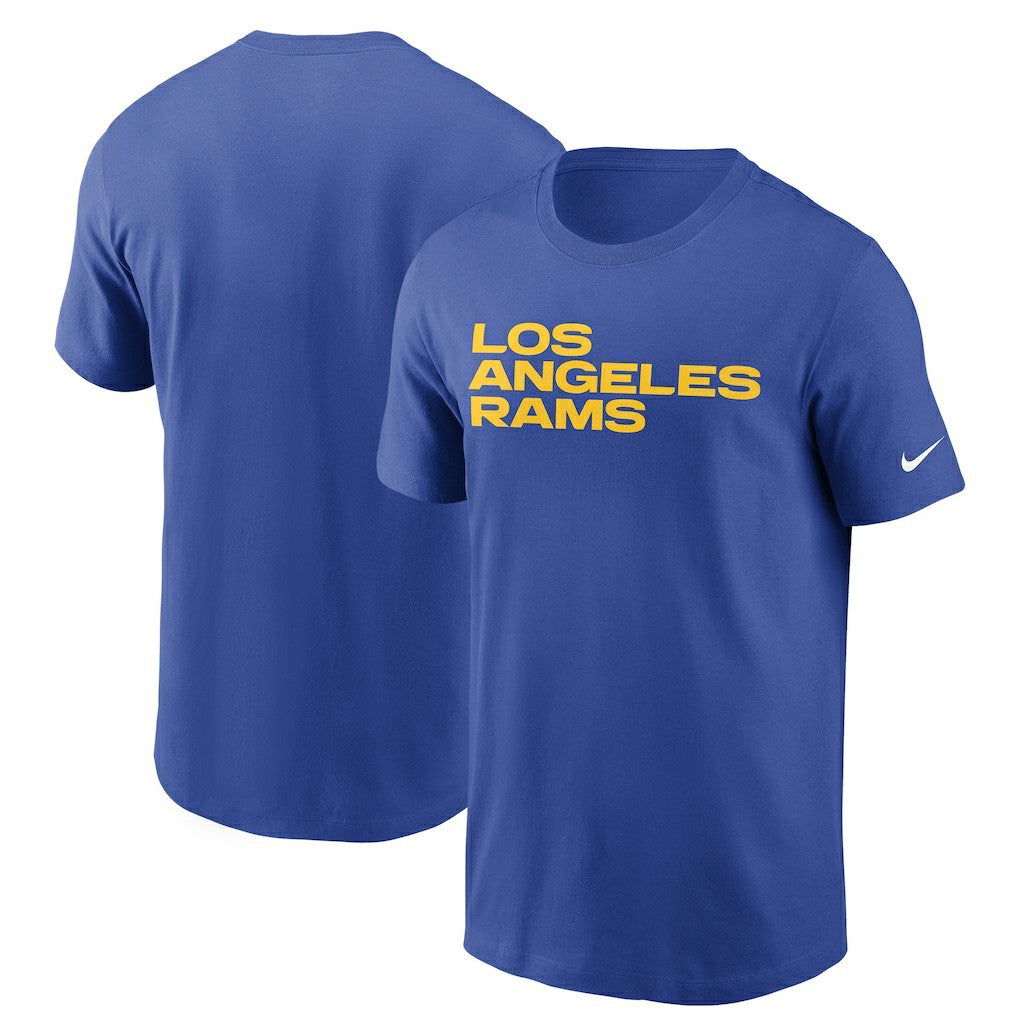Los Angeles Rams Team Wordmark T-Shirt Royal | Nike for Sale