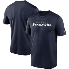Seattle Seahawks Wordmark Legend Performance T-Shirt College Navy | Nike for Sale