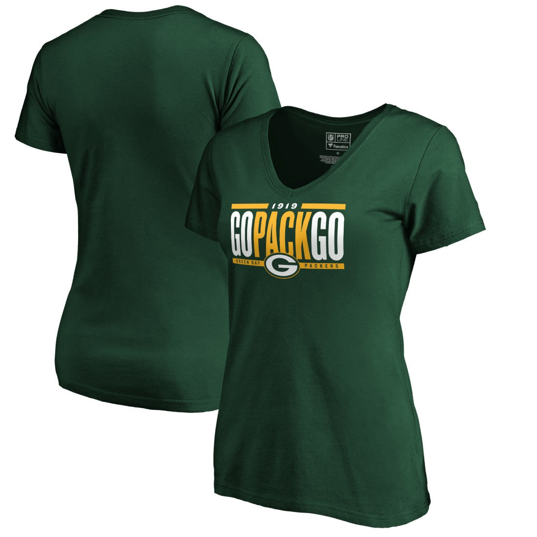 Green Bay Packers Women's Hometown Refresh Go Pack Go V-Neck T-Shirt Green | NFL