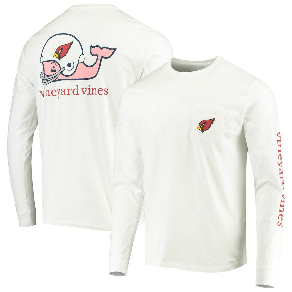 Arizona Cardinals Vineyard Vines Whale Helmet Long Sleeve T-Shirt White | NFL