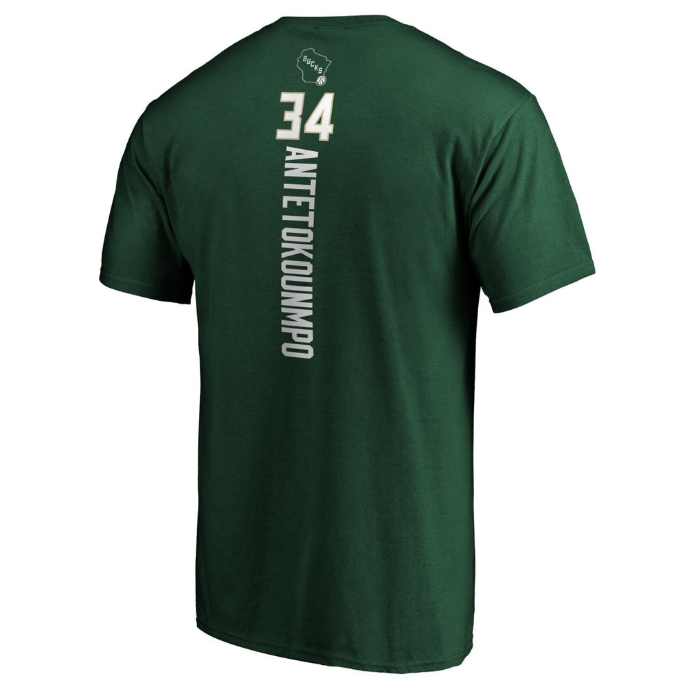 Giannis Antetokounmpo Milwaukee Bucks Team Playmaker Name & Number T-Shirt Hunter Green - NBA