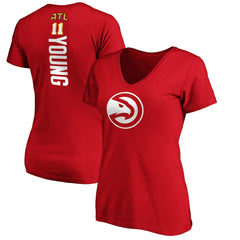 Trae Young Atlanta Hawks Women's Playmaker Name & Number V-Neck T-Shirt Red - NBA