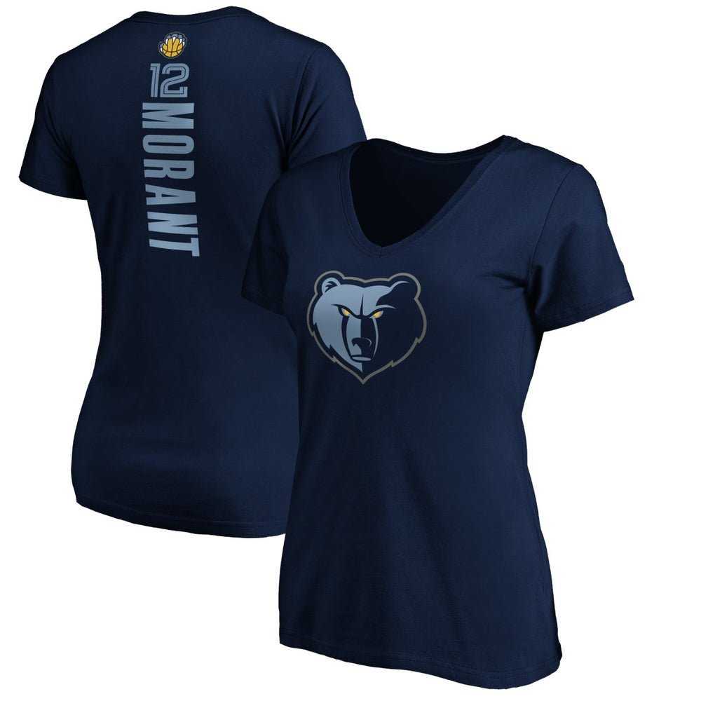 Ja Morant Memphis Grizzlies Women's Playmaker Name & Number V-Neck T-Shirt Navy - NBA