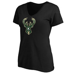 Giannis Antetokounmpo Milwaukee Bucks Women's Playmaker Name & Number V-Neck T-Shirt Black - NBA