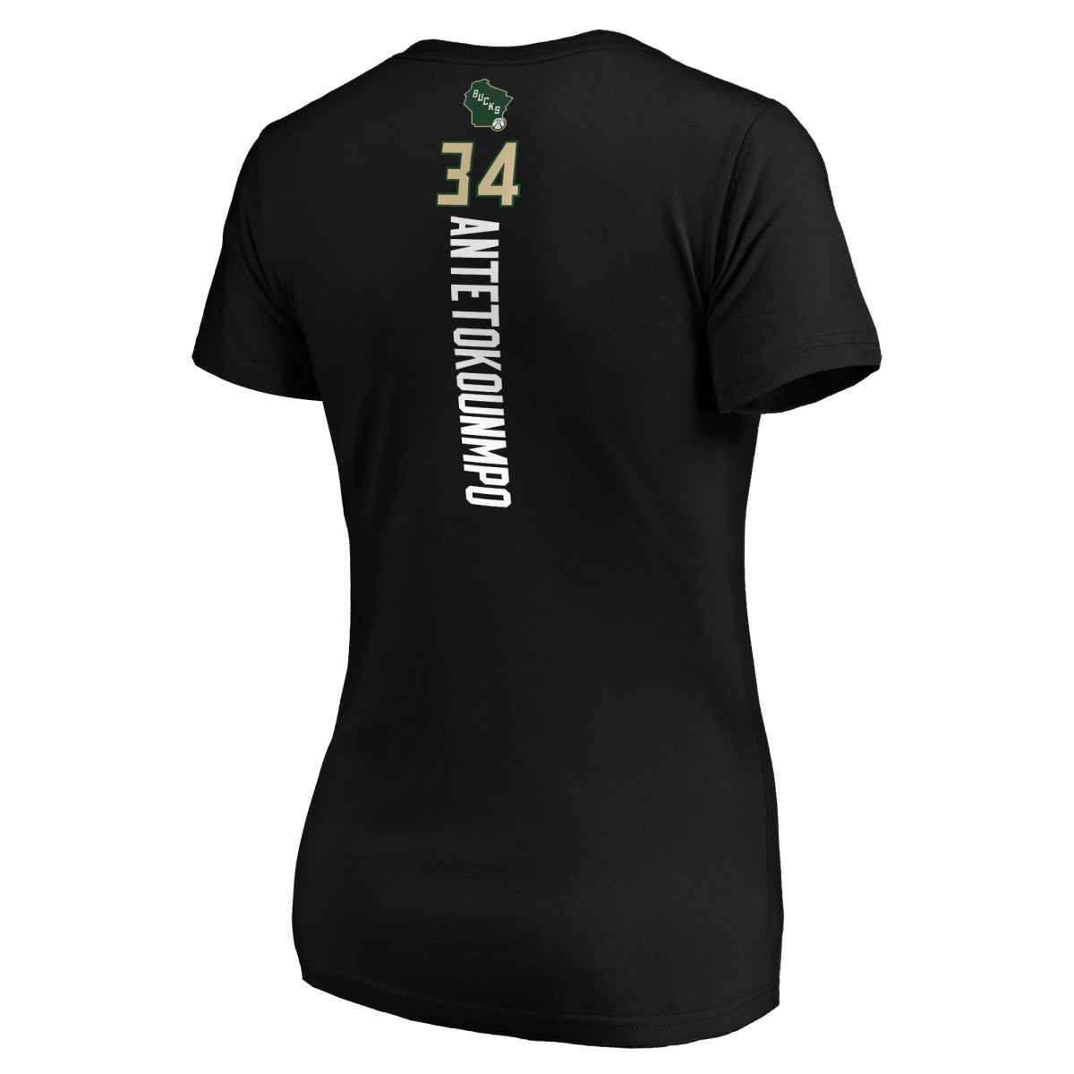 Giannis Antetokounmpo Milwaukee Bucks Women's Playmaker Name & Number V-Neck T-Shirt Black - NBA
