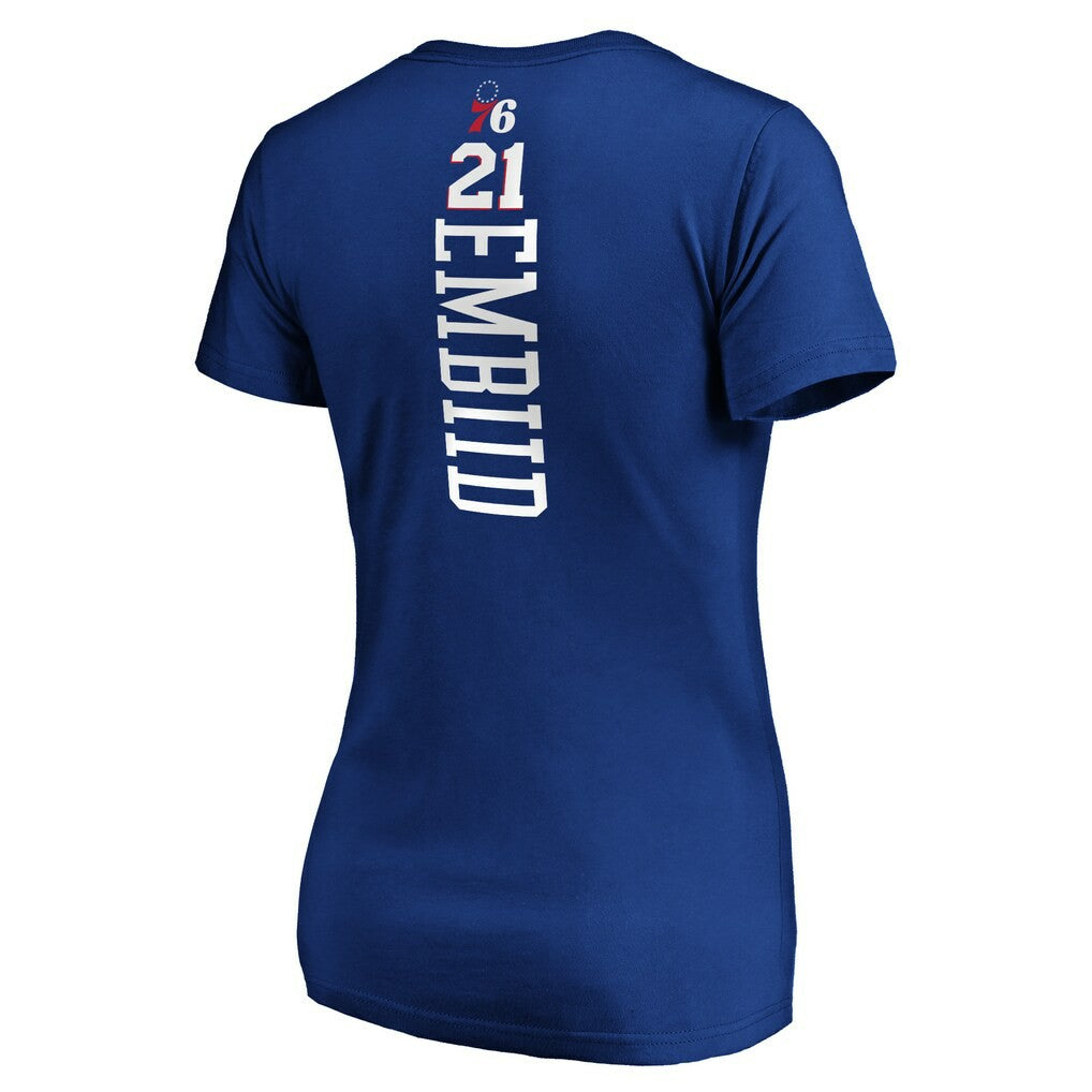 Joel Embiid Philadelphia 76ers Women's Playmaker Name & Number V-Neck T-Shirt Royal - NBA