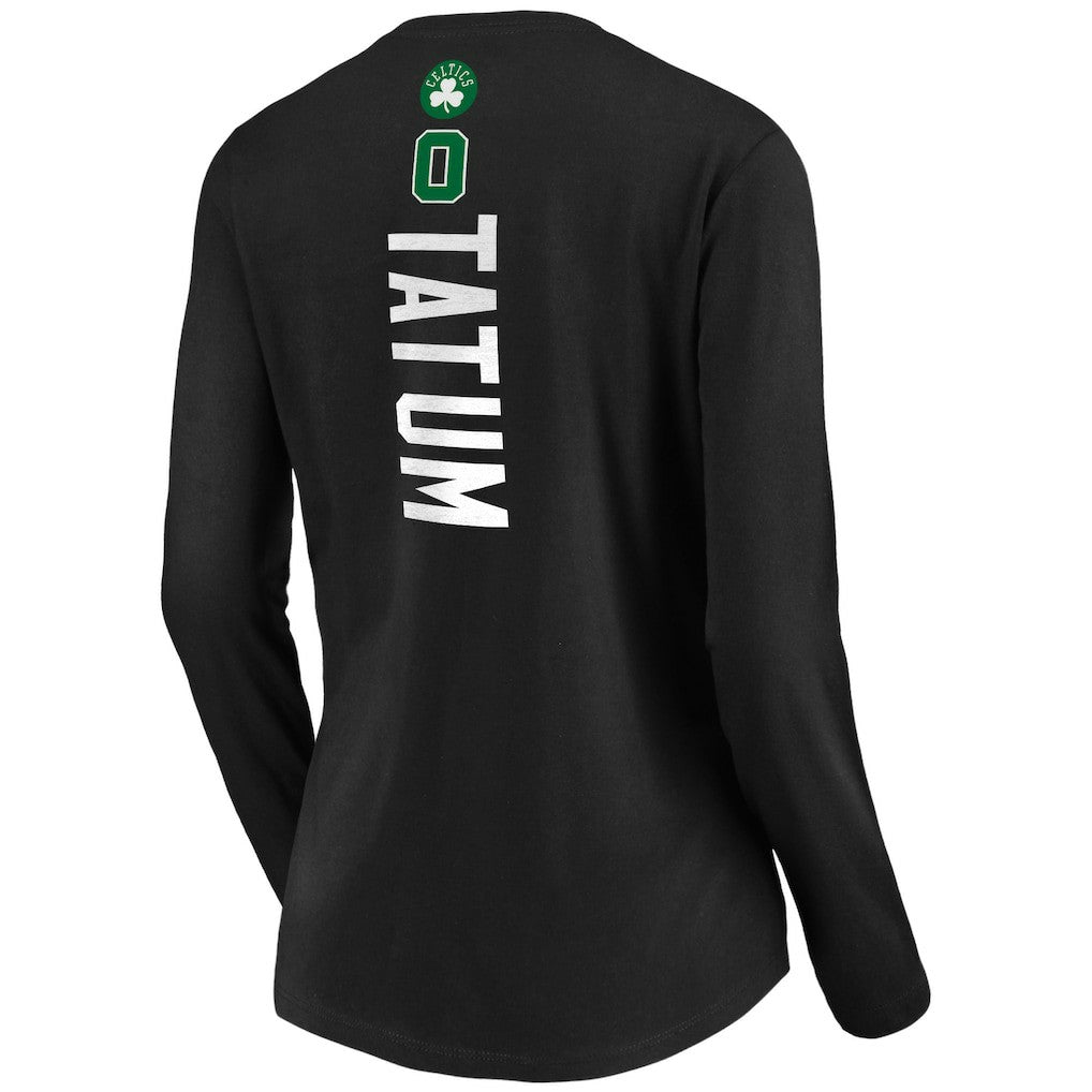 Jayson Tatum Boston Celtics Women's Playmaker Name & Number Long Sleeve V-Neck T-Shirt Black - NBA