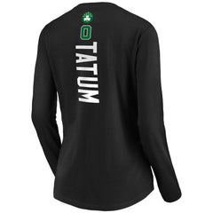Jayson Tatum Boston Celtics Women's Playmaker Name & Number Long Sleeve V-Neck T-Shirt Black - NBA