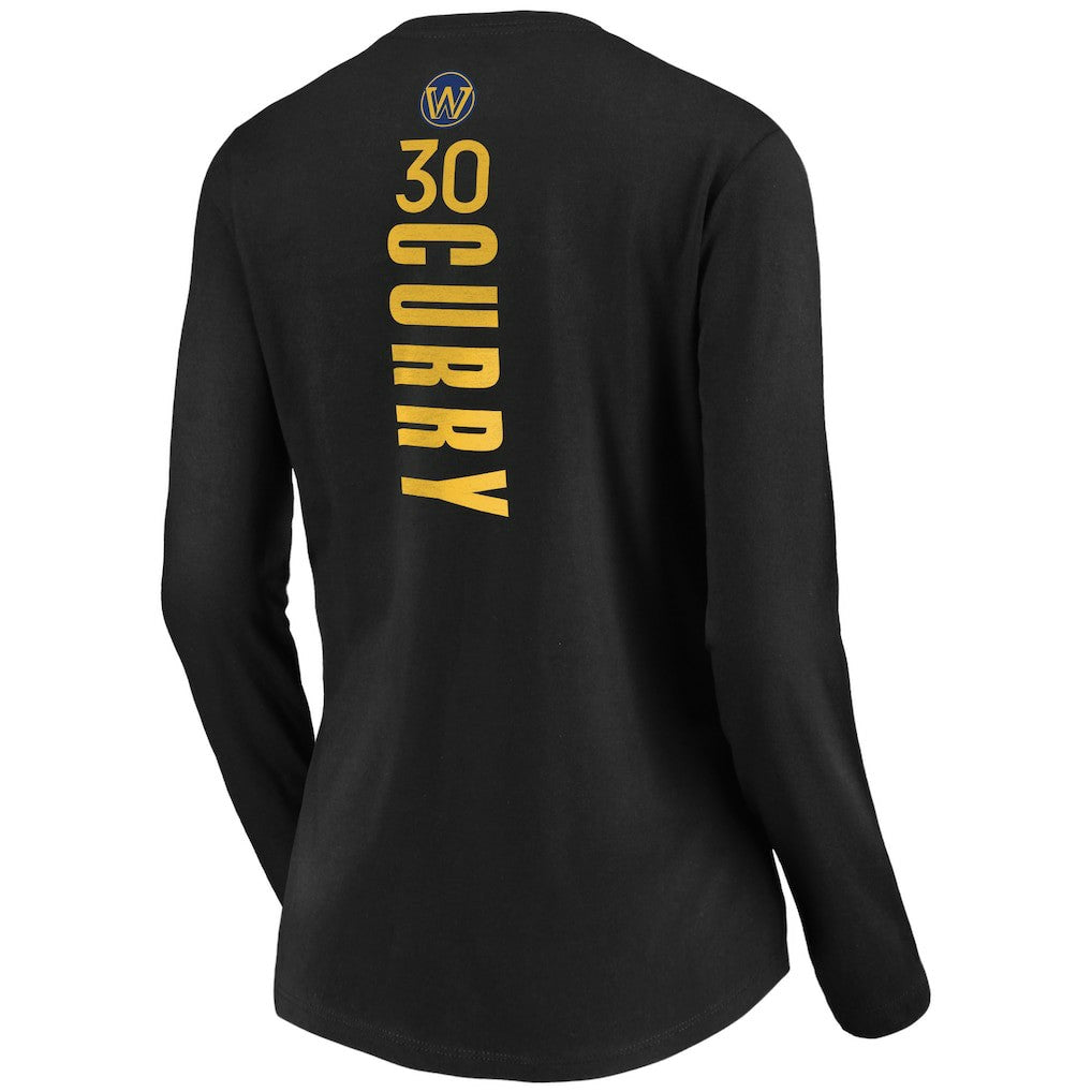 Stephen Curry Golden State Warriors Women's Playmaker Name & Number Long Sleeve V-Neck T-Shirt Black - NBA