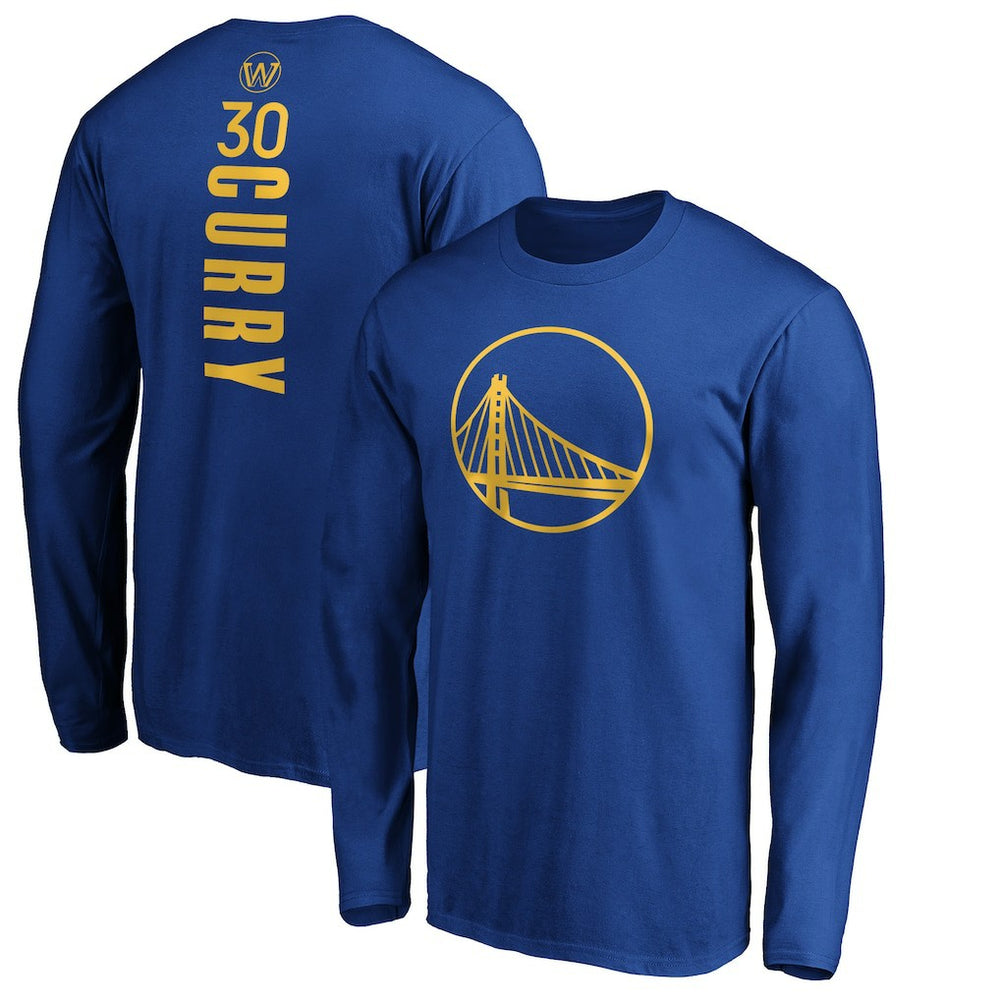 Stephen Curry Golden State Warriors Playmaker Name & Number Long Sleeve T-Shirt Royal - NBA