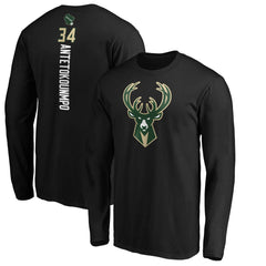 Giannis Antetokounmpo Milwaukee Bucks Playmaker Name & Number Long Sleeve T-Shirt Black - NBA