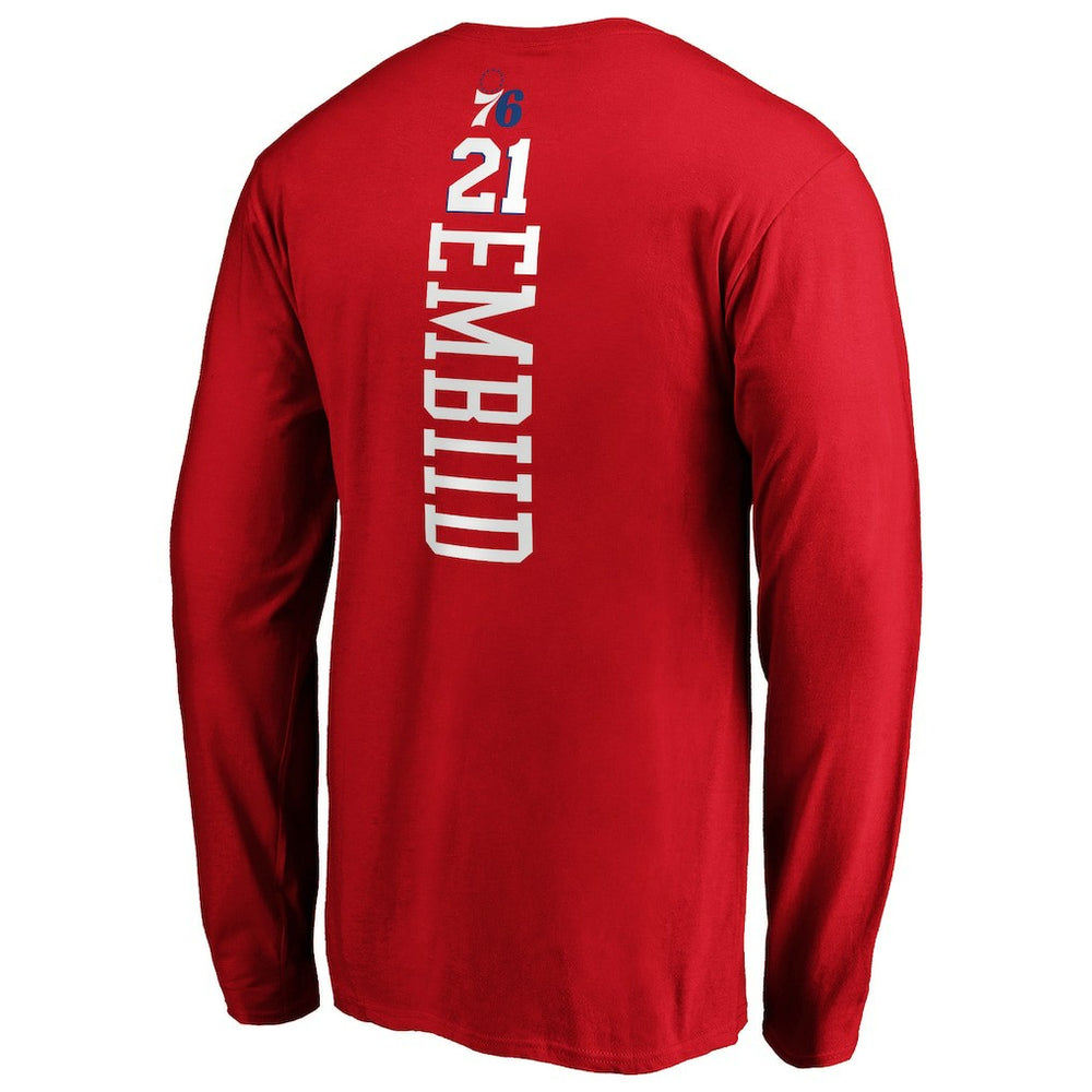 Joel Embiid Philadelphia 76ers Playmaker Name & Number Long Sleeve T-Shirt Red - NBA