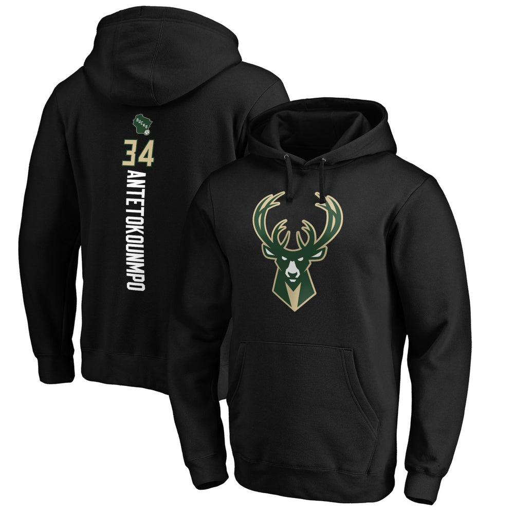 Giannis Antetokounmpo Milwaukee Bucks Playmaker Name & Number Pullover Hoodie Black - NBA