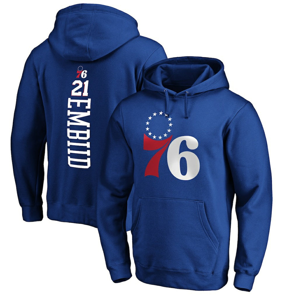 Joel Embiid Philadelphia 76ers Playmaker Name & Number Pullover Hoodie Royal - NBA