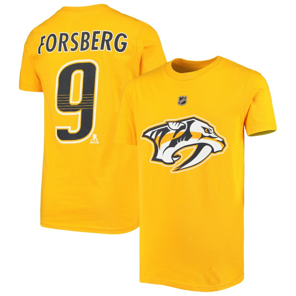 Filip Forsberg Nashville Predators Youth Player Name & Number T-Shirt - Gold - NHL