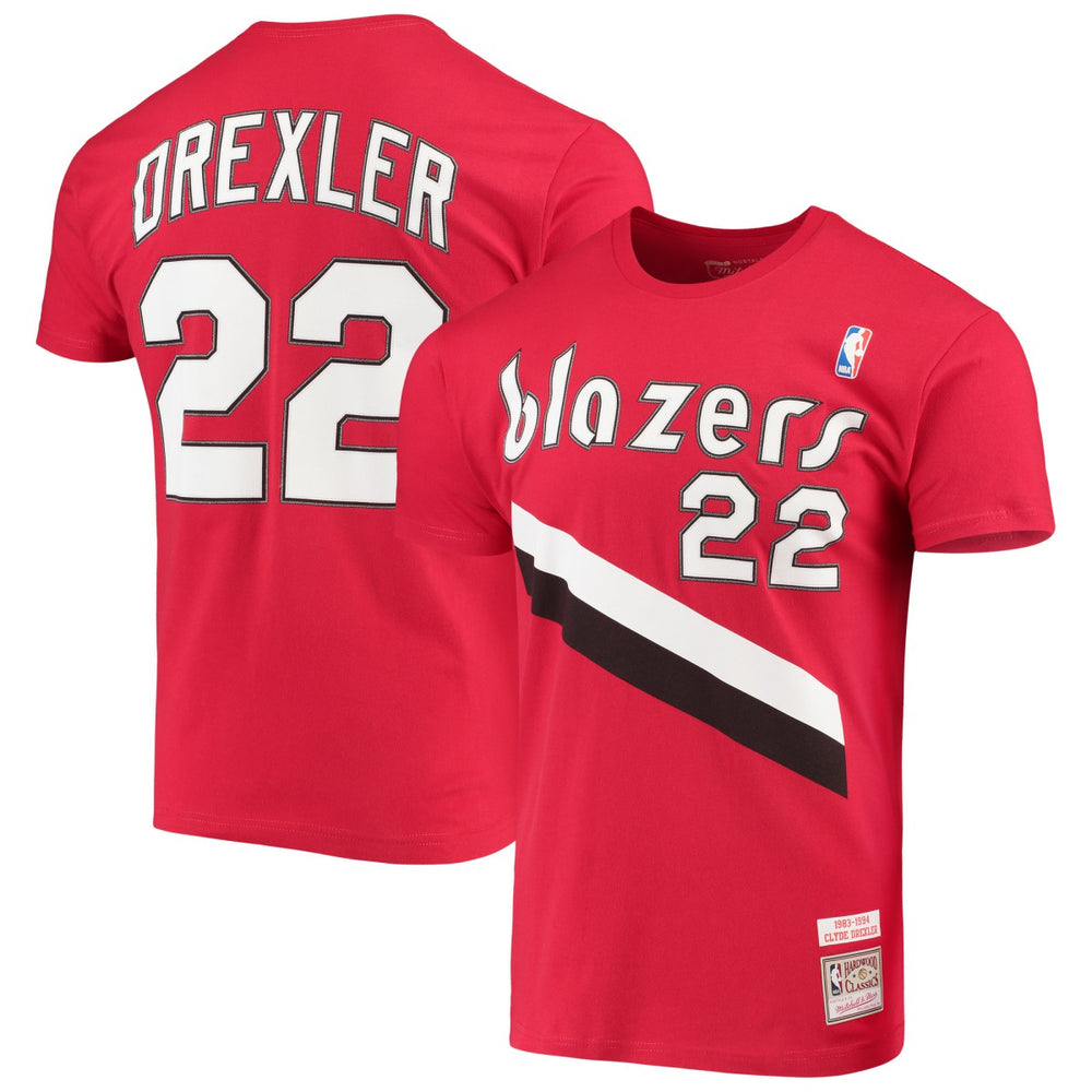 Clyde Drexler Portland Trail Blazers Hardwood Classics Player Name & Number T-Shirt Red - NBA