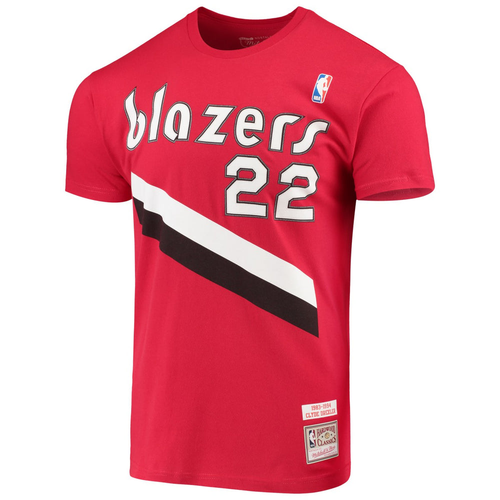 Clyde Drexler Portland Trail Blazers Hardwood Classics Player Name & Number T-Shirt Red - NBA