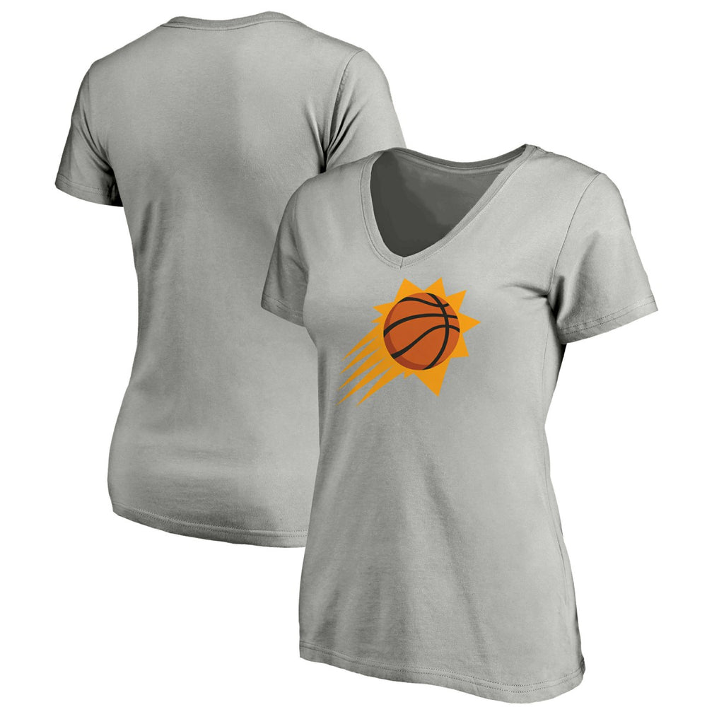 Phoenix Suns Women's Primary Logo Team V-Neck T-Shirt Gray - NBA