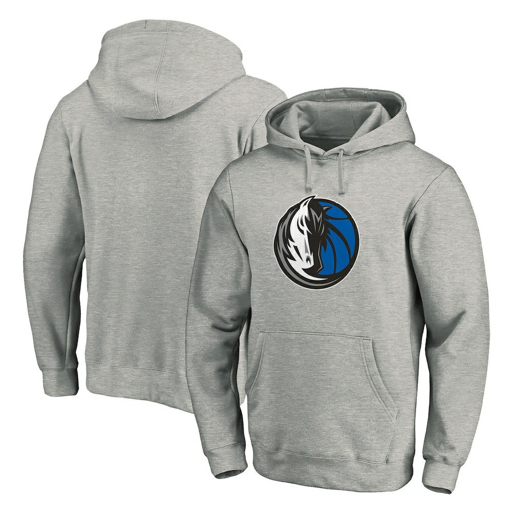 Dallas Mavericks Team Primary Logo Fitted Pullover Hoodie Heather Gray - NBA