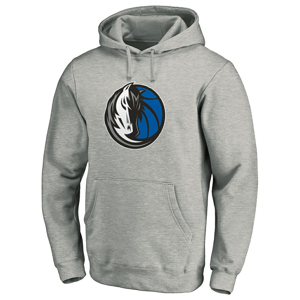 Dallas Mavericks Team Primary Logo Fitted Pullover Hoodie Heather Gray - NBA