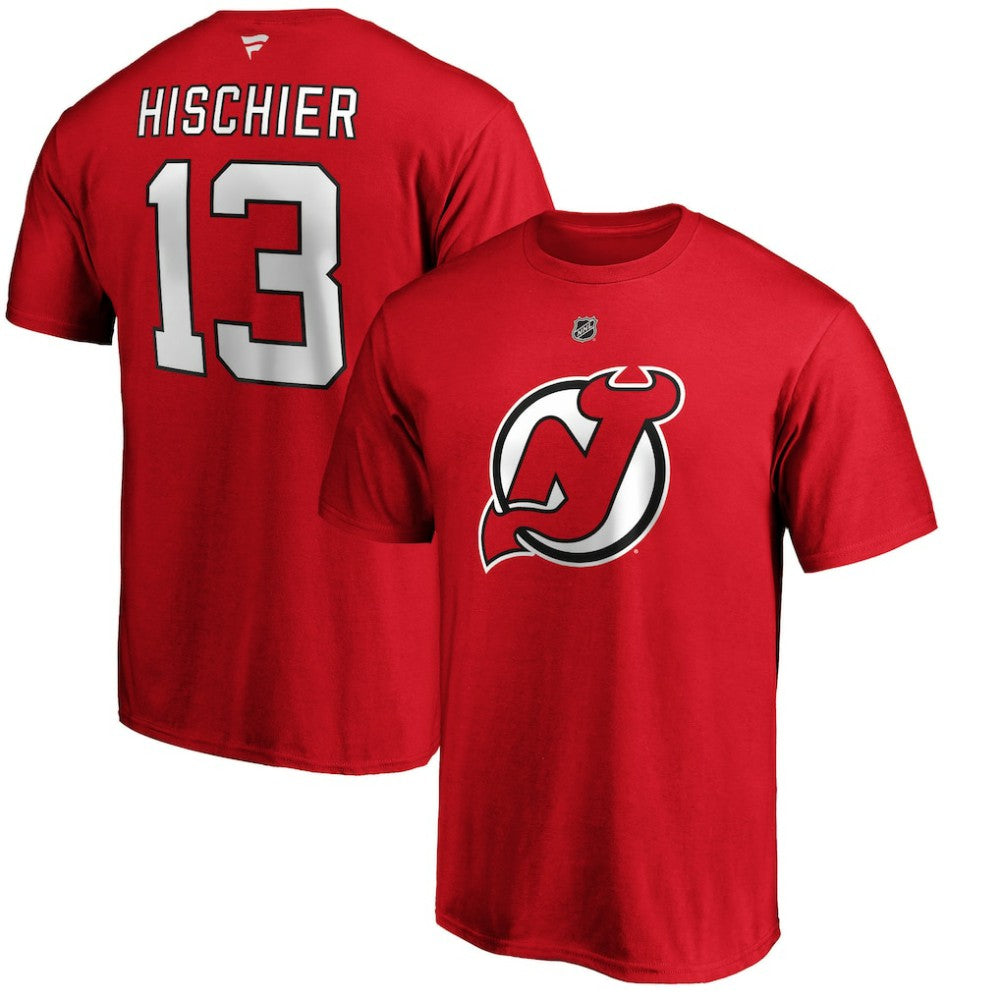 Nico Hischier New Jersey Devils Fanatics Authentic Stack Player Name & Number T-Shirt - Red - NHL