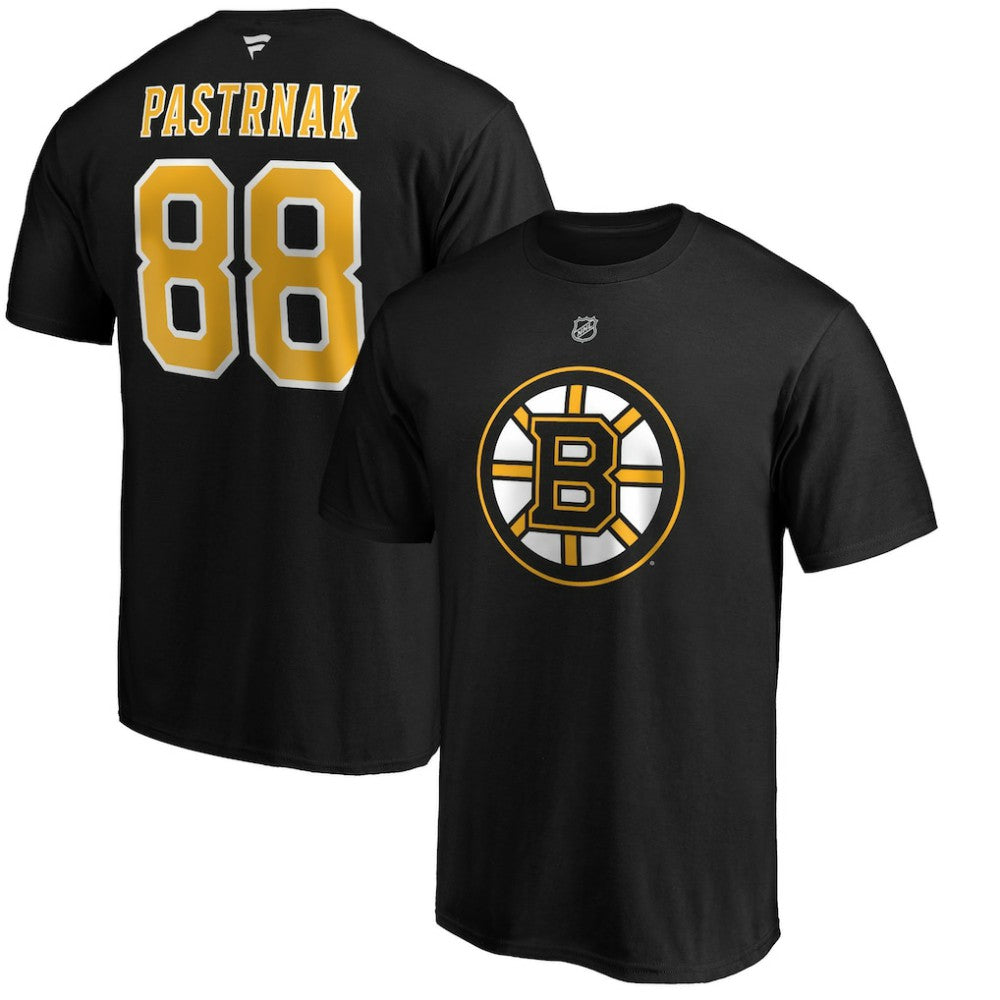 David Pastrnak Boston Bruins Fanatics Authentic Stack Player Name & Number T-Shirt - Black - NHL