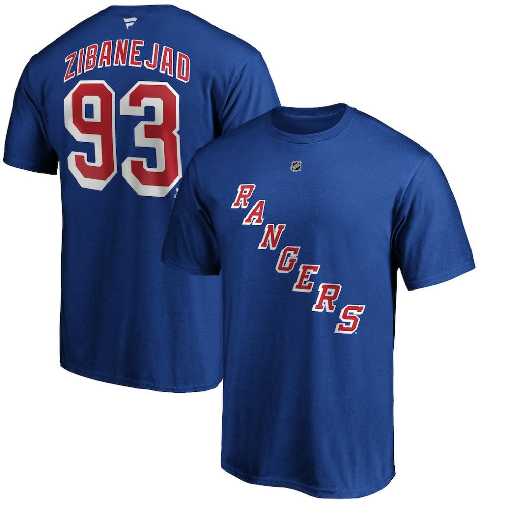 Mika Zibanejad New York Rangers Fanatics Authentic Stack Player Name & Number T-Shirt - Blue - NHL